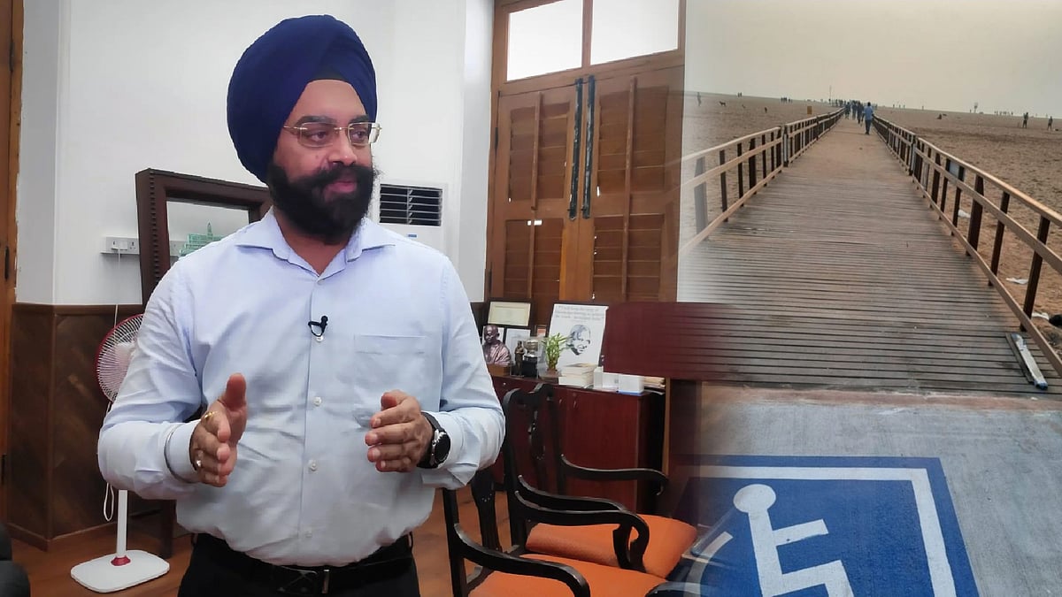 புயலால் சேதமடைந்த மாற்றுத்திறனாளிகளுக்கான சிறப்பு நடைபாதை : மீண்டும் புதுபொலிவுடன் நாளை திறப்பு !