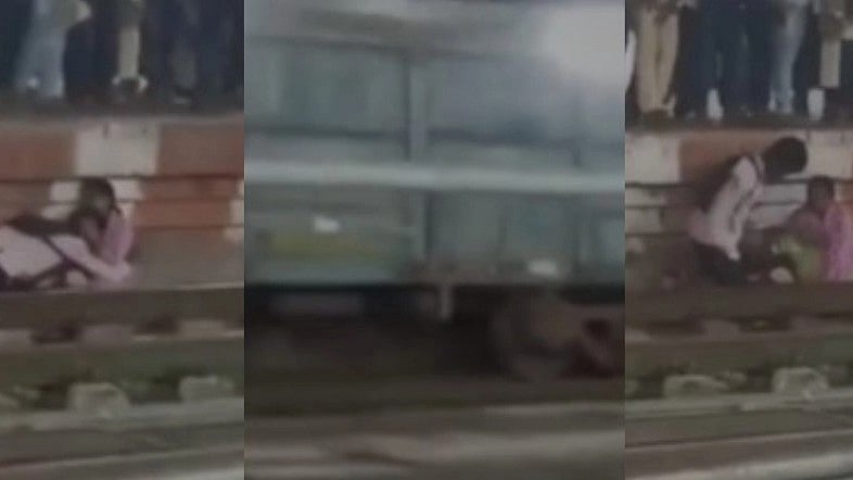 வேகமாக எதிரே வந்த ரயில்.. சாதுரியமாகச் செயல்பட்டு உயிர் தப்பிய தாய் மற்றும் மகன்:  திக் திக் நிமிடம்!