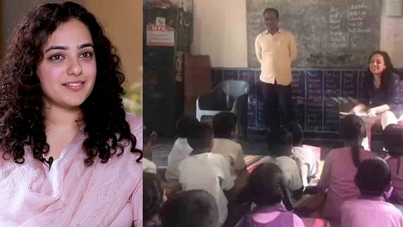 பள்ளி மாணவர்களுக்கு இங்கிலீஷ் டீச்சரான நடிகை நித்யா மேனன்..  இணையத்தில் வைரலாகும் வீடியோ!