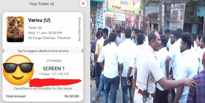 டிக்கெட்டை ஸ்டேட்டஸில் வைத்த ரசிகர்: துணிவை தொடர்ந்து வாரிசு டிக்கெட் திருட்டு.. திருத்தணியில் அதிர்ச்சி