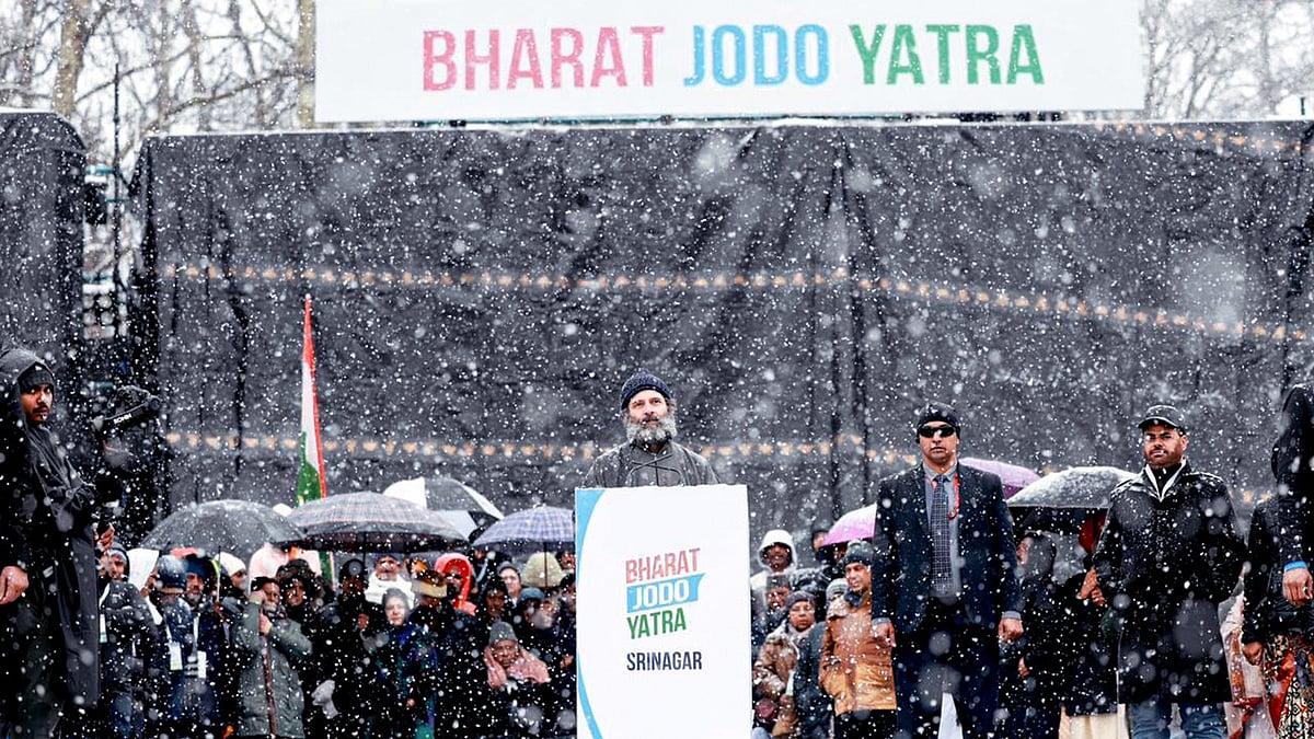 12 மாநிலம், 4080 கிலோ மீட்டர்: கொட்டும் பனியில் நிறைவடைந்த ராகுல் காந்தியின் ஒற்றுமை நடைபயணம்!