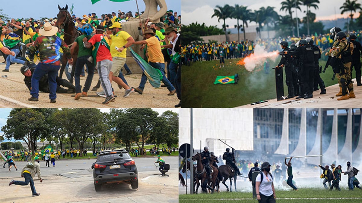 தேர்தல் முடிவை ஏற்கமுடியாது.. நாடாளுமன்றத்தில் நுழைந்த போராட்டக்காரர்கள்.. போர்க்களமாக பிரேசில் !