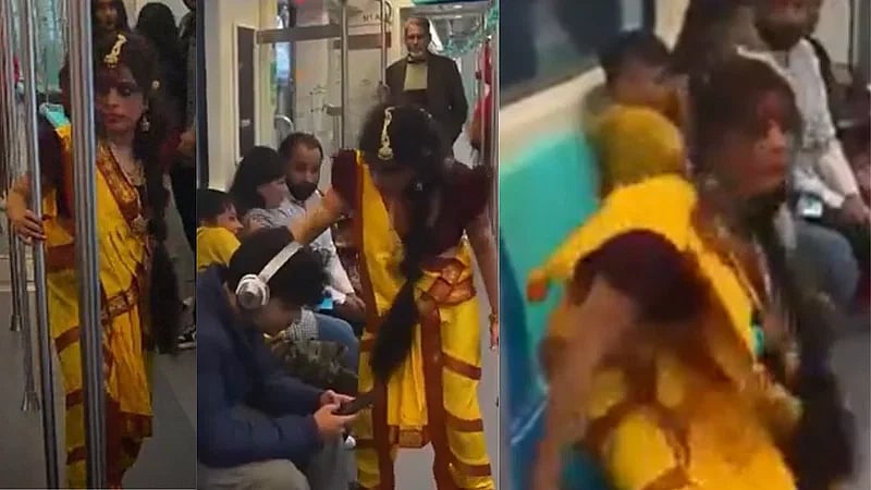 ‘லக லக லக..’ - மெட்ரோ ரயிலுக்குள் புகுந்த ‘சந்திரமுகி’: “இதுக்கா இப்படி ஒரு Getup” -அதிர்ச்சியில் பயணிகள்