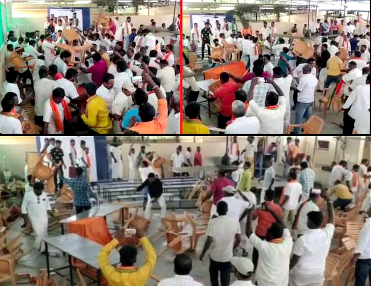 “யாரு பெருசுனு அடிச்சு காட்டு..” - பறந்த நாற்காலிகள், உருட்டுக்கட்டை.. கூட்டத்தில் மோதிக்கொண்ட பாஜகவினர்!