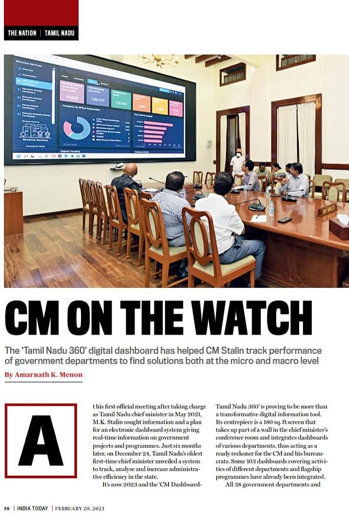 “CM on the watch.. முதலமைச்சரின் சீரிய நடவடிக்கையால் வீறுநடை போடுகிறது தமிழ்நாடு” : India Today பாராட்டு!