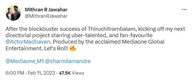 மாதவனை இயக்கும் தனுஷ் பட இயக்குநர்.. அவரே வெளியிட்ட தகவல்.. குஷியில் ரசிகர்கள் !