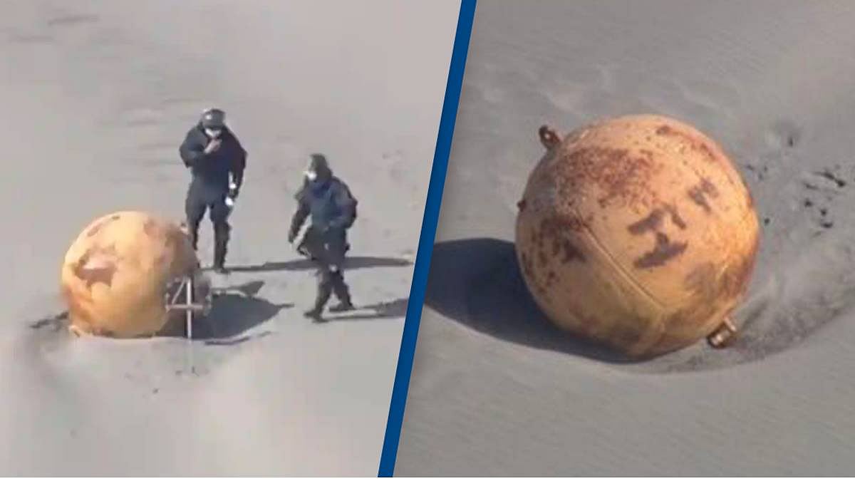 கடற்கரையோரம் ஒதுங்கிய பெரிய இரும்பு உருண்டை.. வெடிகுண்டா என பொதுமக்கள் பீதி.. ஜப்பானின் பரபரப்பு !