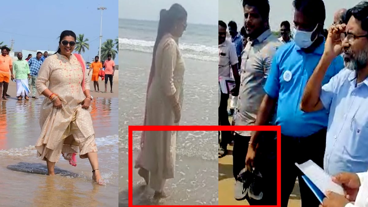 அமைச்சர் ரோஜா செருப்பை கையில் எடுத்து வந்த ஊழியர்.. பரவிய வீடியோவுக்கு ஊழியர் கொடுத்த விளக்கம் என்ன ?