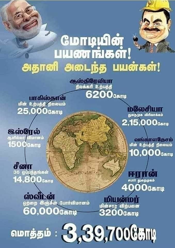 3,39,700 கோடிக்கு ஒப்பந்தங்கள்.. அதானிக்காக வெளிநாடுகளுக்கு பறந்த பிரதமர் மோடி..வெளிவந்த அதிர்ச்சி தகவல்!