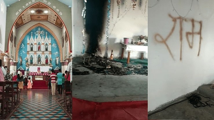 கிறிஸ்தவ ஆலயத்தை தீவைத்து எரித்து 'ராம்' என எழுதி சென்ற மர்ம நபர்கள்.. பாஜக ஆளும் ம.பி-யில் அதிர்ச்சி ! 