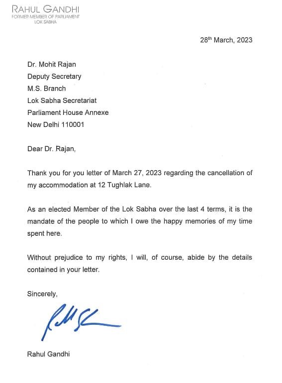 “அரசு பங்களாவை காலி செய்ய தயார்..” - தகுதி நீக்கம் செய்யப்பட்டதையடுத்து ராகுல் காந்தி கடிதம் !