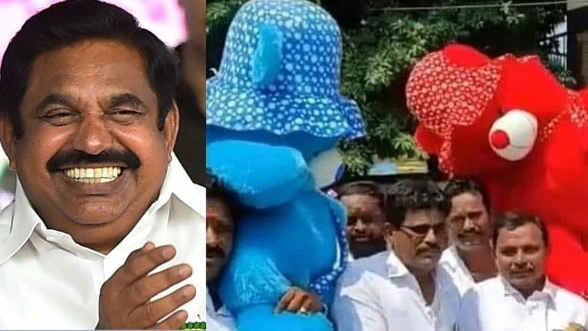 ‘வீட்ல வச்சி விளையாடுங்கண்ணே..’ : எடப்பாடி பழனிசாமிக்கு டெடி பியர் பொம்மையை கொடுத்த தொண்டர்கள்!