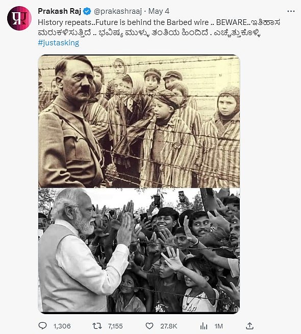 ‘‘முள்வேலிக்கு பின் எதிர்காலம்..” - ஹிட்லருடன் மோடியை ஒப்பிட்ட நடிகர் பிரகாஷ் ராஜ்.. எதனால் தெரியுமா ?