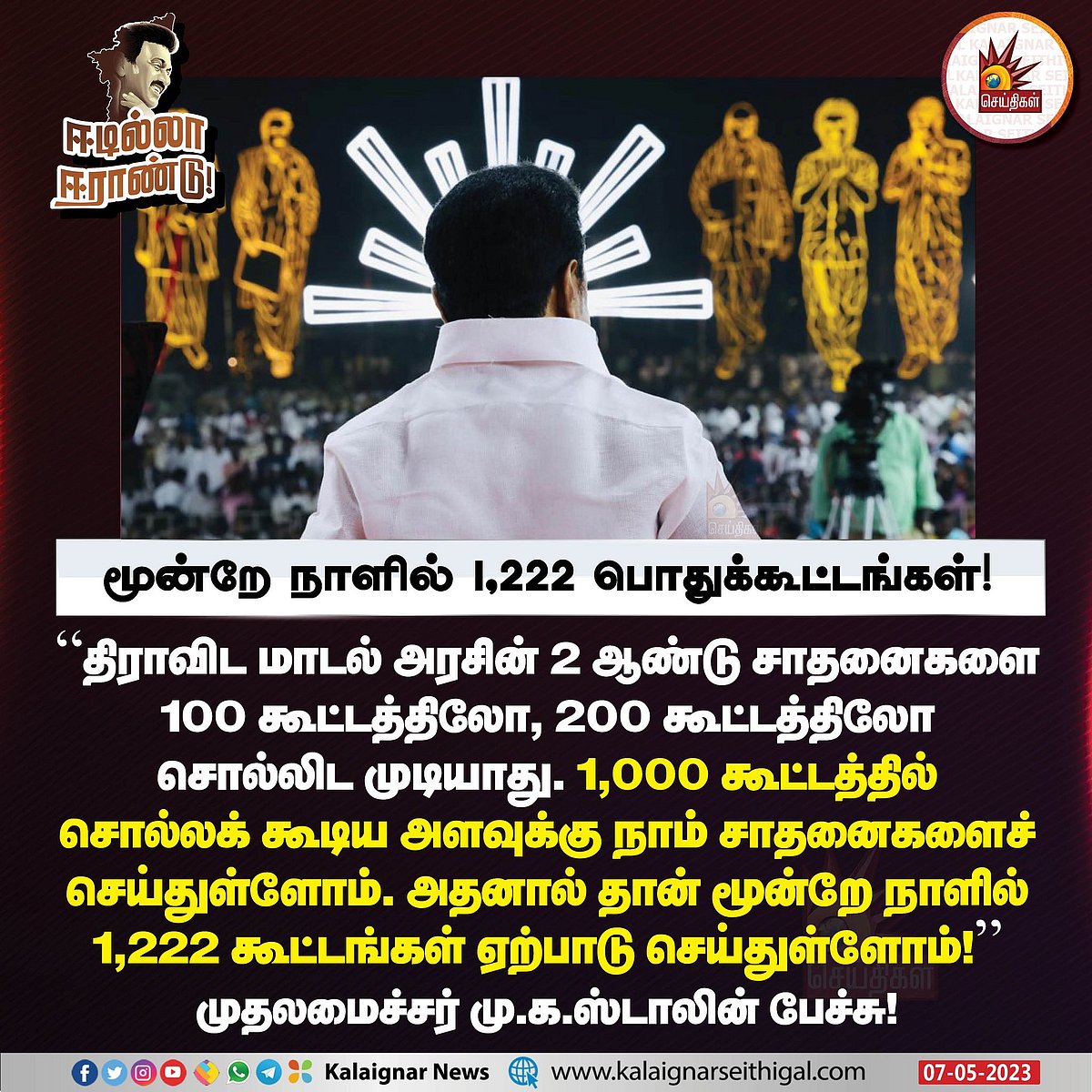 திராவிட மாடல் அரசின் இரண்டு  ஆண்டு சாதனை விளக்கப் பொதுக்கூட்டம் -முதலமைச்சரின்  முழு உரை !