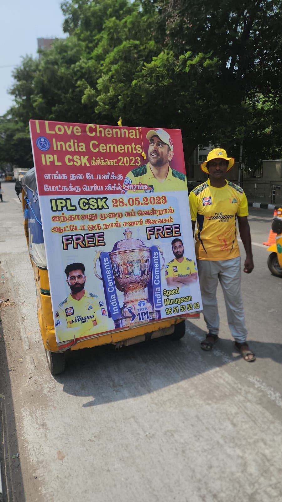 CSK 5வது முறை சாம்பியன்..  சென்னையில் ஒருநாள் முழுவதும் இலவசமாக ஆட்டோ ஓட்டும் தோனி ரசிகர்!