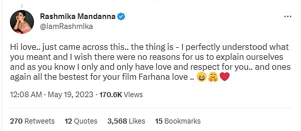 ‘ஸ்ரீவள்ளி’ கதாபாத்திரம் குறித்த சர்ச்சை.. விளக்கம் அளித்த ஐஸ்வர்யா ராஜேஷுக்கு நடிகை ராஷ்மிகா பதில் !