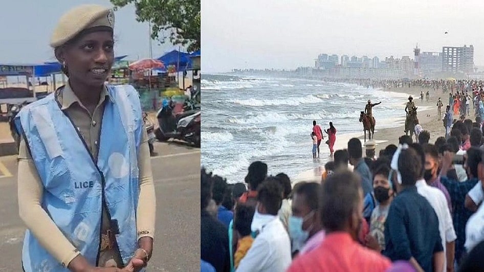 மெரினா கடற்கரையில் காதல் ஜோடிகளிடம் தகராறு செய்த ரவுடிகள்.. தனியாகத் துணிச்சலுடன் தடுத்த பெண் காவலர்! 