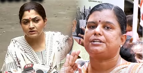 கலாஷேத்ரா, மல்யுத்த வீராங்கனைகளுக்கு குரல் கொடுத்தீர்களா? - குஷ்பூவிடம் கேள்வியெழுப்பிய மாதர் சங்கம் !