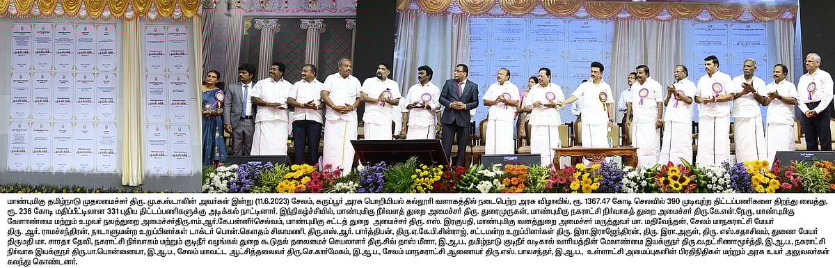 ரூ.1,367 கோடி மதிப்பீட்டில் 390 முடிவுற்ற திட்டப் பணிகள்.. ஒரே நாளில் திறந்து வைத்து அசத்திய முதல்வர் !