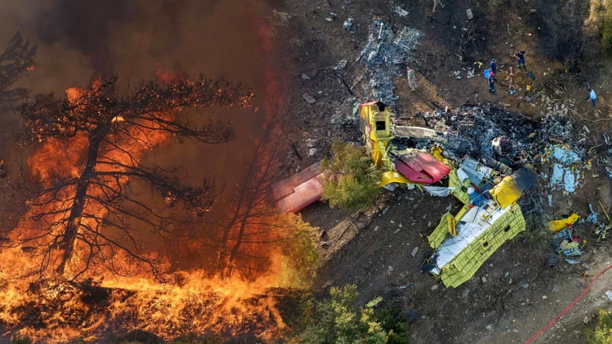 திடீரென மலையில் மோதிய விமானம்.. காட்டுத் தீயை அணைக்க முயன்றபோது நேர்ந்த சோகம் ! - எங்கு தெரியுமா ?