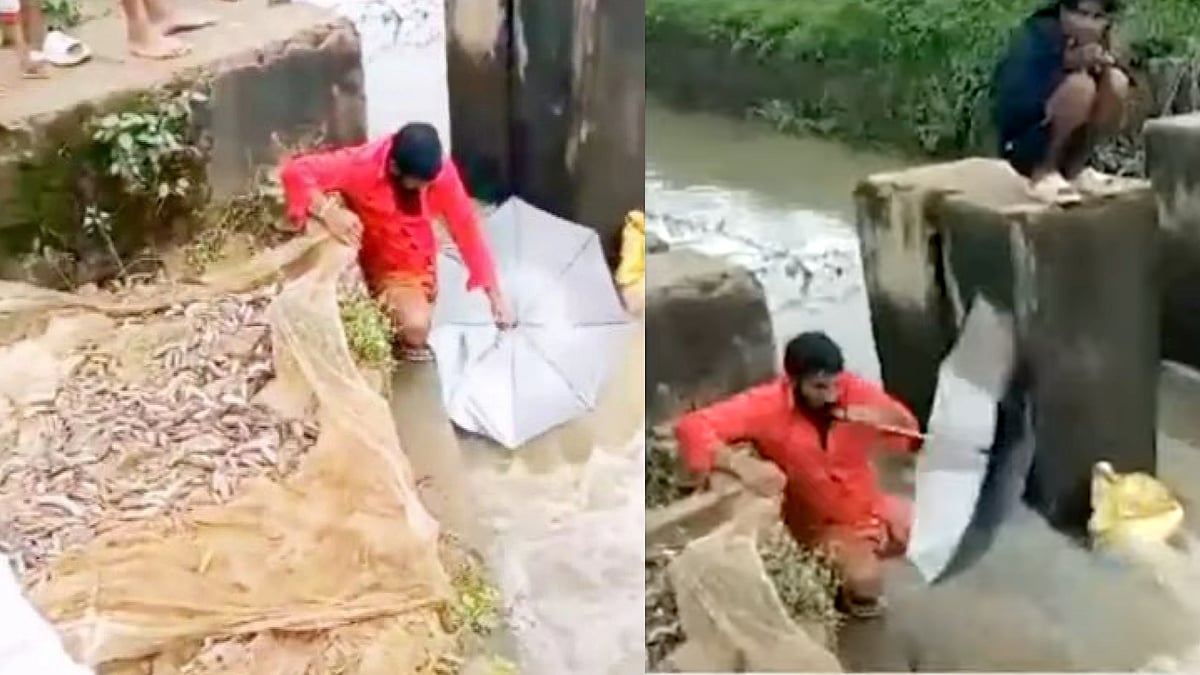 மாயமில்லை.. மந்திரமில்லை.. கேரள வெள்ளத்தில் குடையை வைத்து மீன்கள் பிடித்த இளைஞர்.. இணையத்தில் வைரல் !