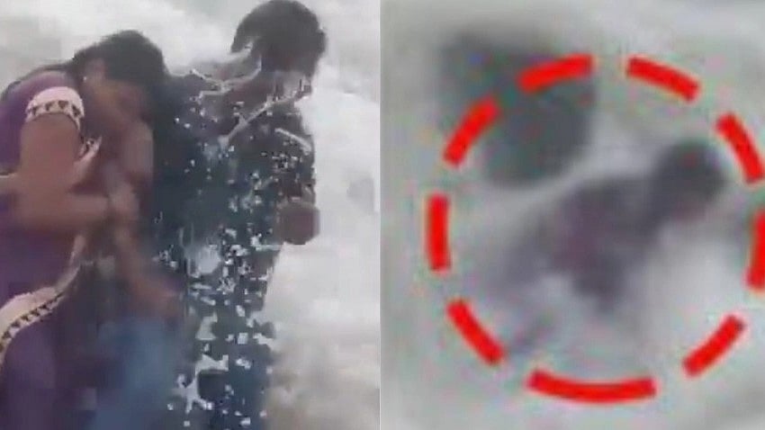 கடல் அலையில் இழுத்து செல்லப்பட்ட  பெற்றோர்.. குழந்தைகள் கண் முன்னே நடந்த துயர சம்பவம்: அதிர்ச்சி வீடியோ!