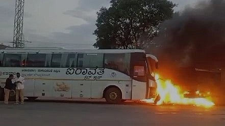 நேருக்கு நேர் மோதிய வாகனங்கள்.. தீப்பிடித்து எரிந்த பேருந்து: கண்ணாடியை உடைத்து உயிர் தப்பிய பயணிகள்!