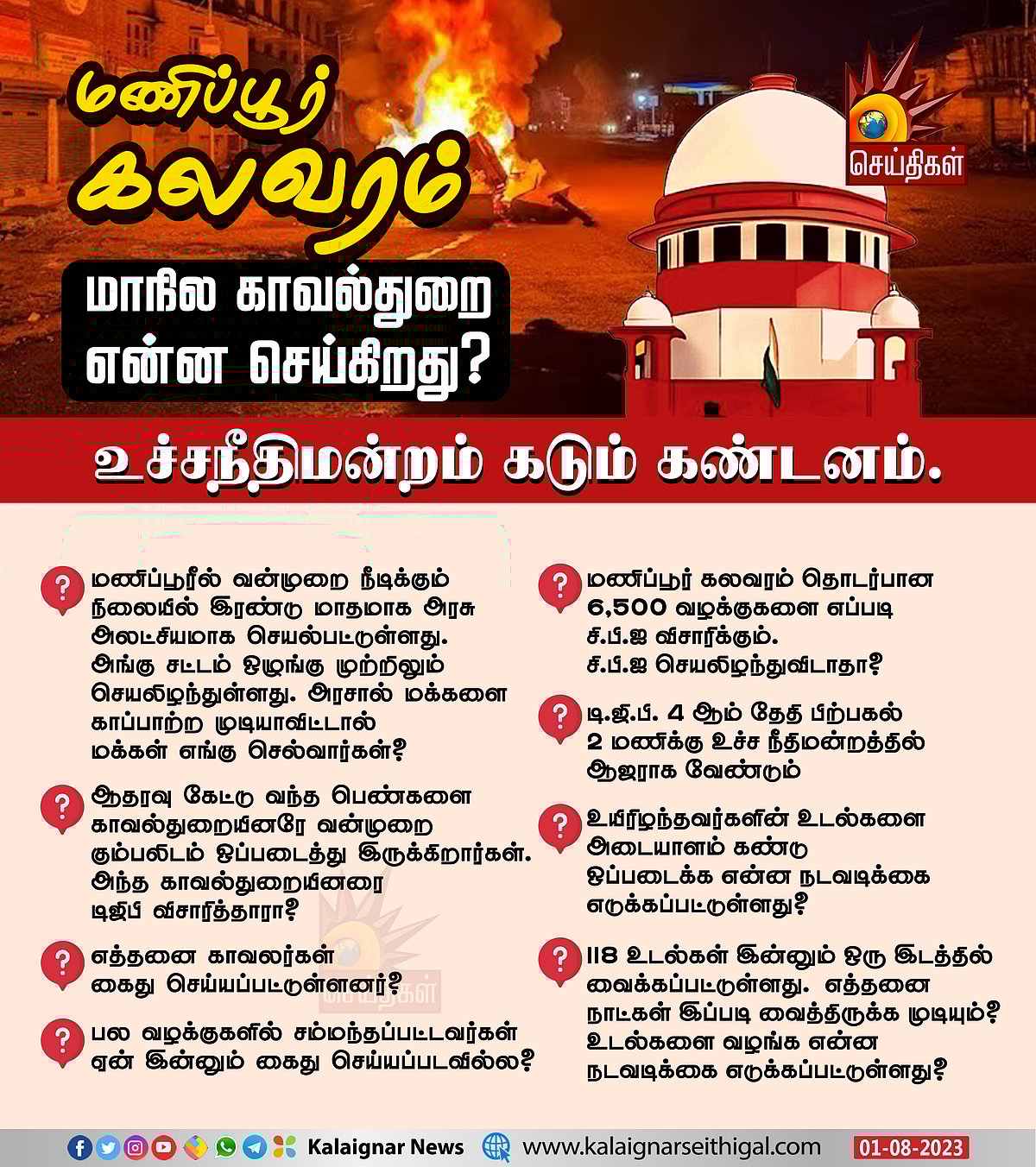 மணிப்பூர் கலவரம்: "மாநில அரசு செயல்படுகிறதா? காவல்துறை என்ன செய்கிறது?" - உச்சநீதிமன்றம் கடும் கண்டனம் !