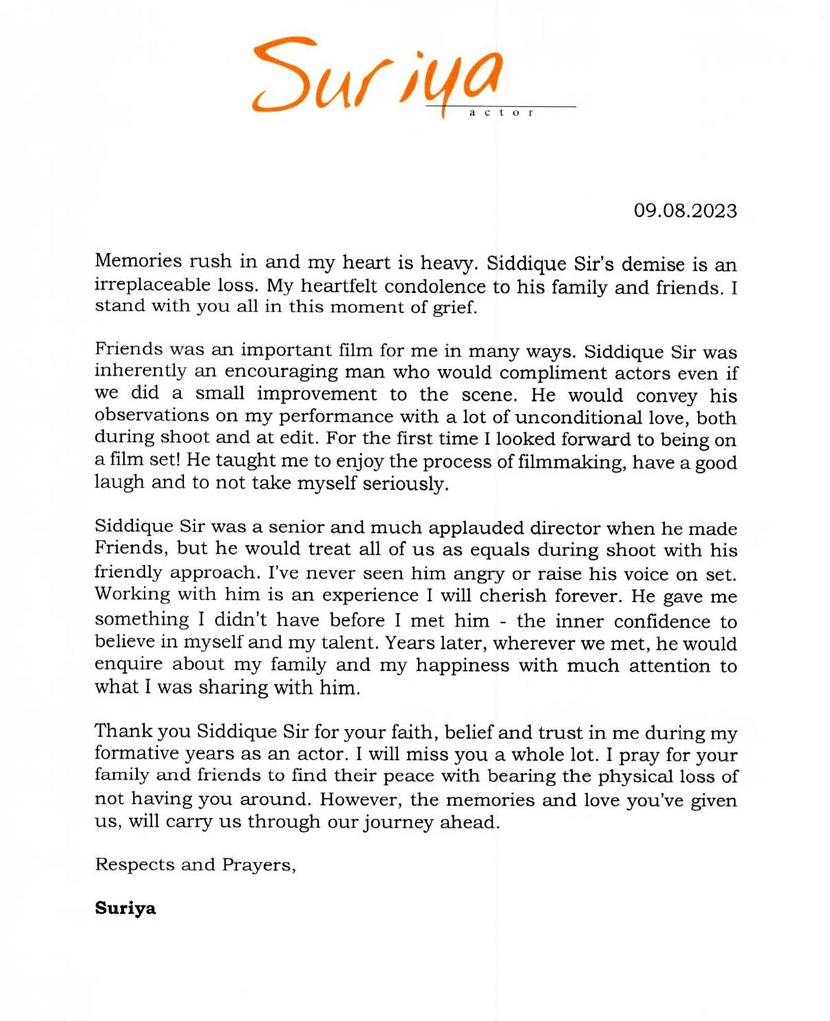 “என்னிடம் இல்லாத ஒன்றை அவர் எனக்குக் கொடுத்தார்..” - இயக்குநர் சித்தக் மறைவுக்கு நடிகர் சூர்யா உருக்கம் !