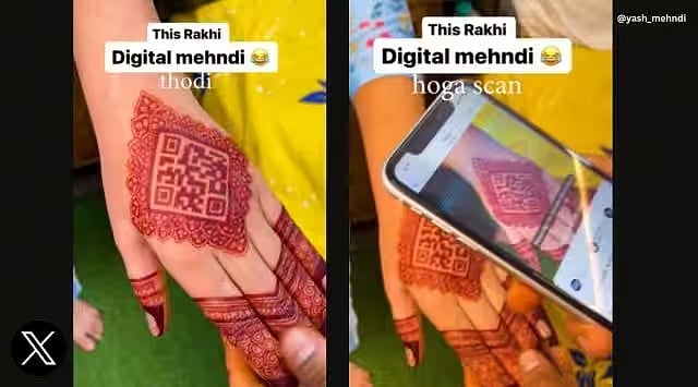 மெஹந்தியில் QR Code.. டேக்கா கொடுக்கும் அண்ணன்களுக்கு செக் வைக்கும் தங்கைகள்.. ரக்ஷாபந்தன் சுவாரஸ்யம் !