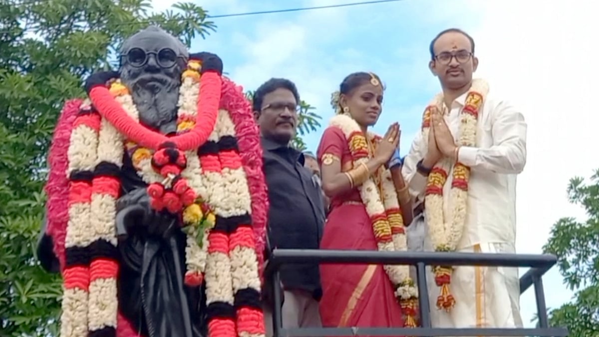 காதலன் பெரியார்வாதி.. காதலி ஆன்மீகவாதி: 2 முறைப்படி திருமணம் செய்துகொண்ட காதல் ஜோடி -சேலத்தில் நெகிழ்ச்சி
