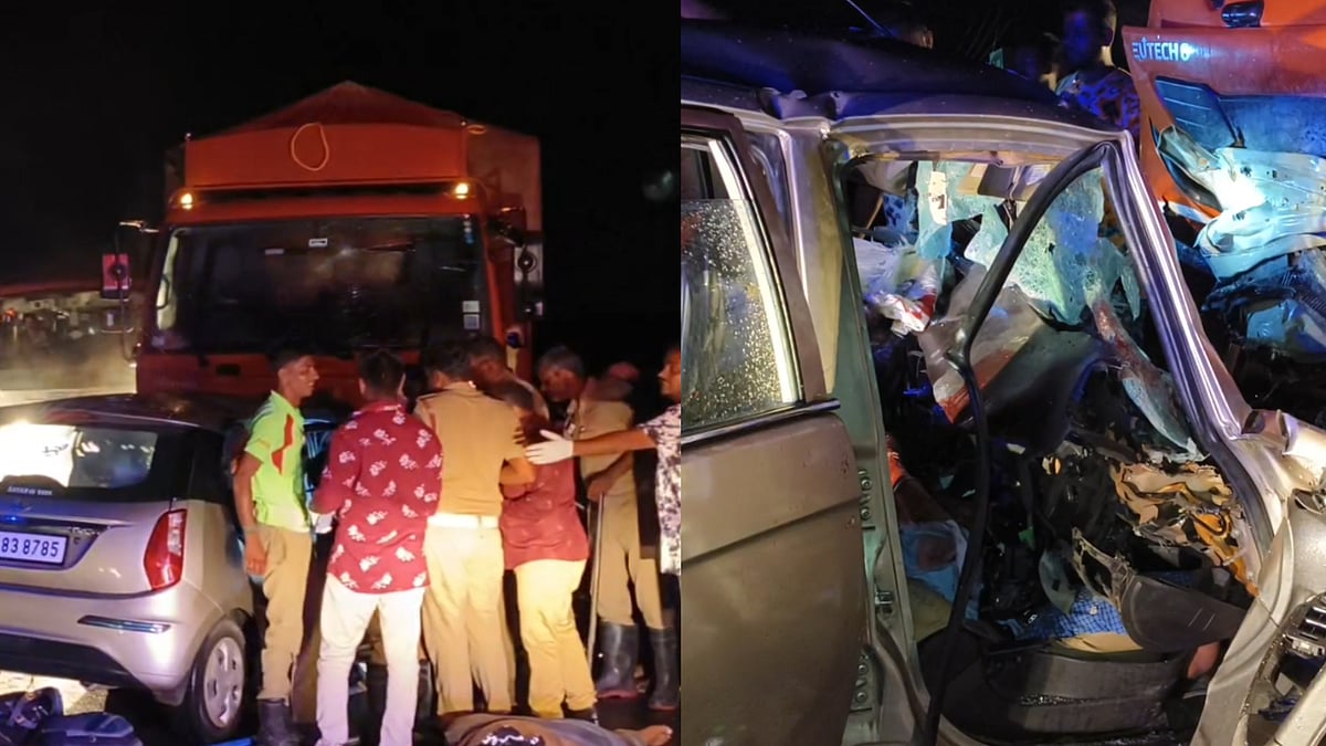 அதிவேகமாக வந்த கார்.. நேருக்கு நேர் லாரி மேல் மோதிய சோகம்..  சம்பவ இடத்திலேயே உயிரிழந்த 3 இளைஞர்கள் !