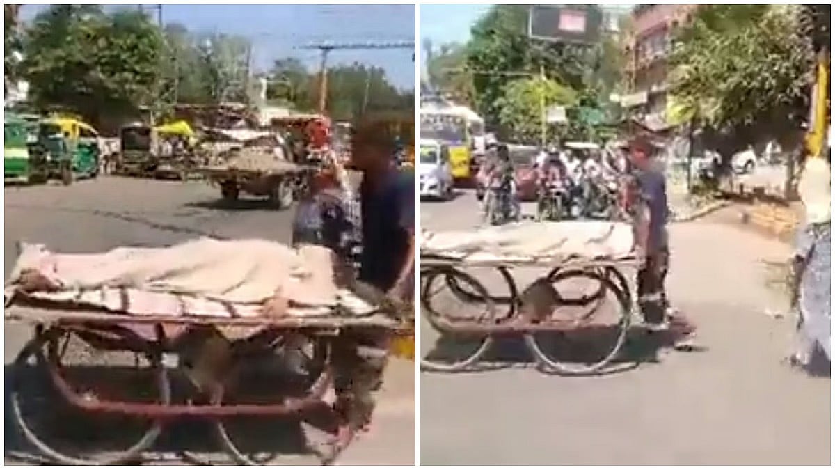 சாலையில் உயிரிழந்த மகன்.. சடலத்தை தள்ளுவண்டியில் இழுத்து சென்ற தாய் : இறுதி சடங்குக்கு உதவிய போலிஸ் !