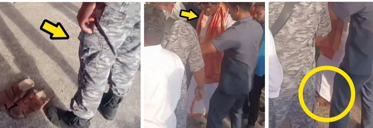 அண்ணாமலையின் செருப்புக்கு பாதுகாப்பு இருந்த இராணுவ வீரர்.. வெளியான வீடியோ.. பொதுமக்கள் கண்டனம் !