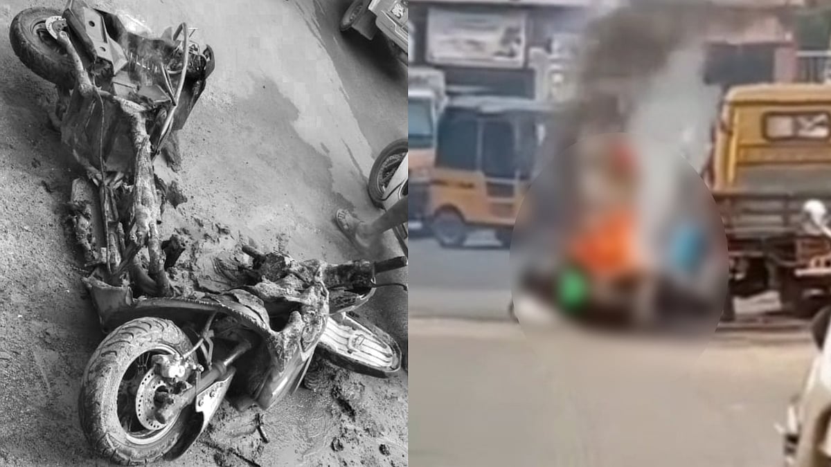 நடுரோட்டில் கிளம்பிய புகை.. பற்றியெரிந்த பைக்.. குழந்தைகளை வீட்டுக்கு அழைத்து செல்லும்போது அதிர்ச்சி !