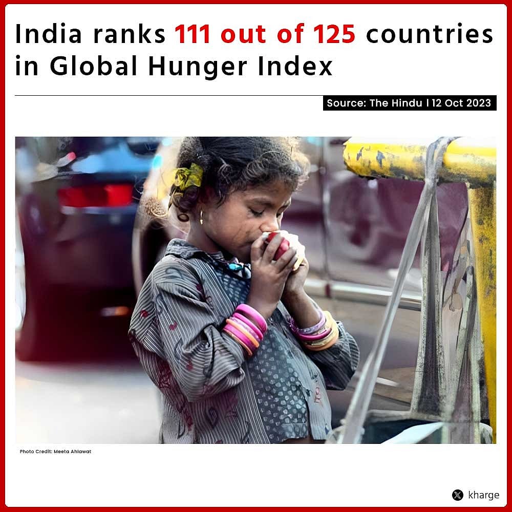 உலக பட்டினி குறியீடு : “மோடி அரசுக்கு அலர்ஜியாக இருக்கும் உலகளாவிய தரவுகள்” - கார்கே விமர்சனம் !