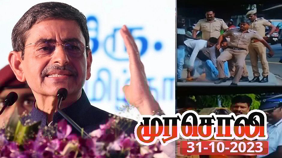 "தமிழ்நாட்டின் அமைதியைக் குலைக்க பொய் பொய்யாக பேசி வரும் ஆளுநர்" : பட்டியலிட்டு உண்மையை விளக்கிய முரசொலி!