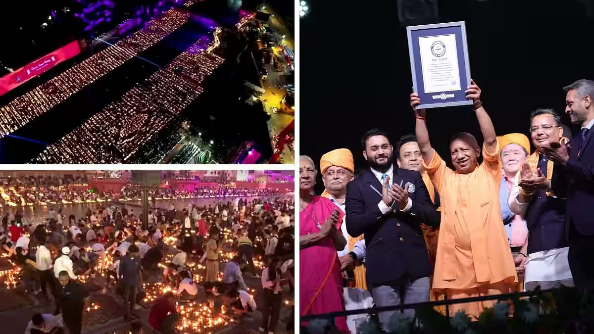 வீணான விளக்குகளில் இருந்த எண்ணெய்களை எடுத்துச்சென்ற குழந்தைகள் : கின்னஸ் சாதனை செய்த உ.பி-யின் அவலநிலை !