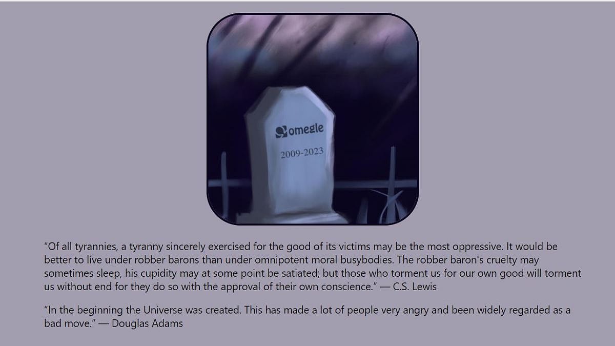 “மனோரீதியாக இனி இயலாது.. Omegle 2009-2023” : Video Chat தளத்தை மூடிய நிறுவனர் ! - காரணம் என்ன ?