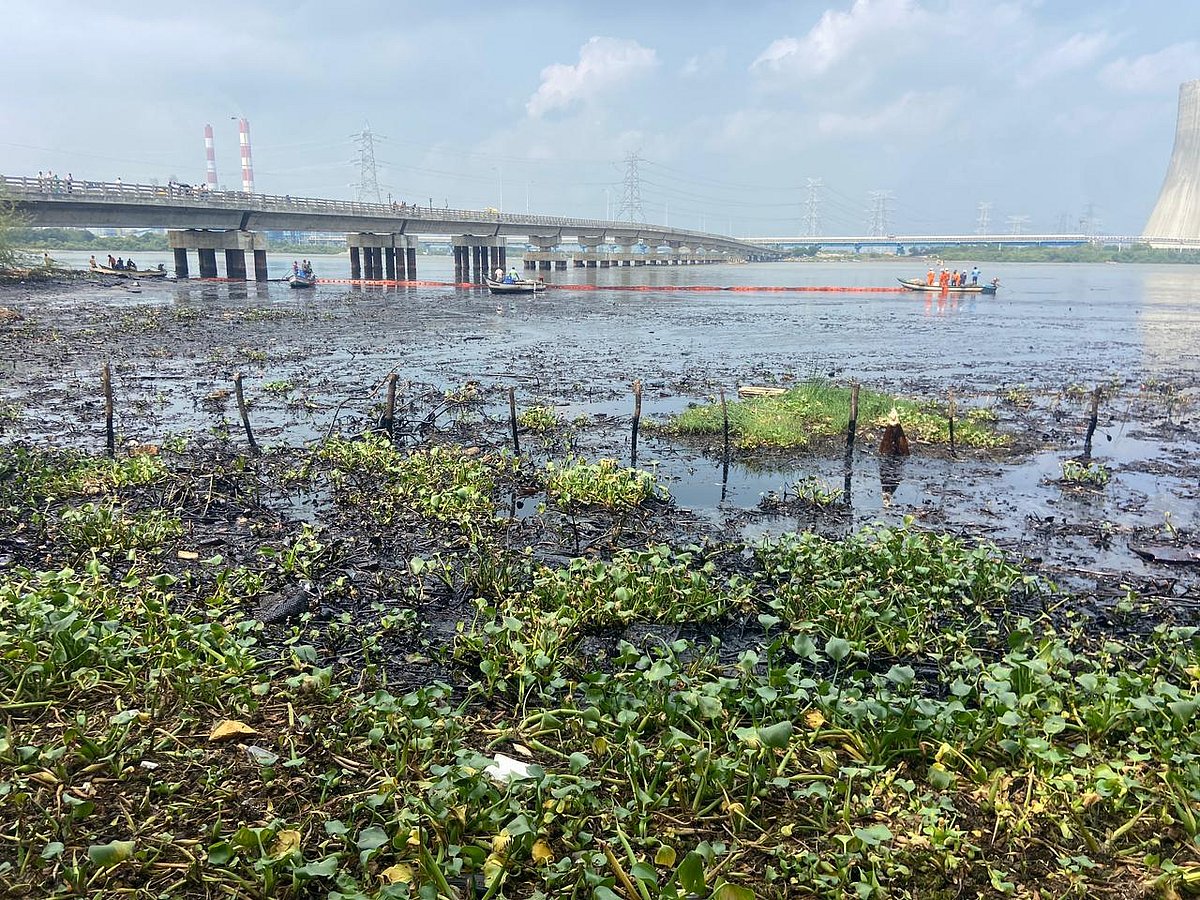 எண்ணூர் : நவீன இயந்திரங்களுடன் துரிதமாக நடைபெற்று வரும் எண்ணெய் கசிவு அகற்றும் பணி! 