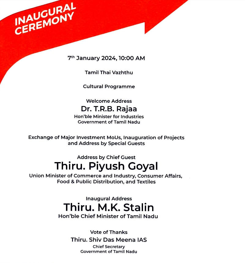2 நாள் உலக முதலீட்டாளர் மாநாடு : தமிழ்நாட்டிற்கு ரூ.5.50 லட்சம் கோடி முதலீடுகளை ஈர்க்க இலக்கு!