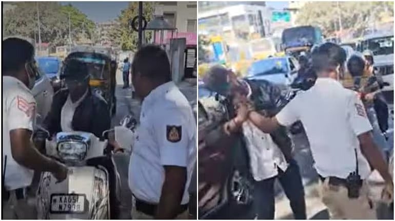 ஹெல்மெட் அணியாமல் வந்ததால் பிடித்த போலிஸ்... கையை கடித்ததால் கம்பி எண்ணும் இளைஞர் - கர்நாடகத்தில் ஷாக் !