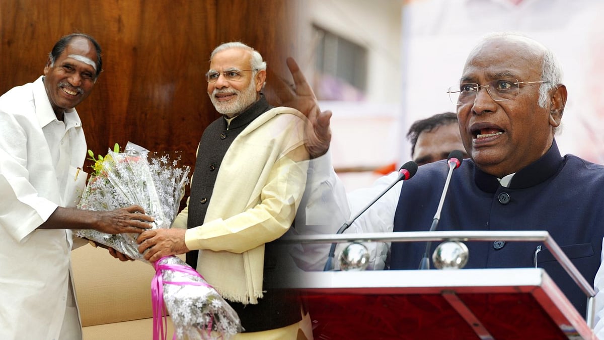 "ரங்கசாமியை தலையாட்டி பொம்மை போல மோடி நடத்திக் கொண்டிருக்கிறார்"- மல்லிகார்ஜுன கார்கே விமர்சனம் !