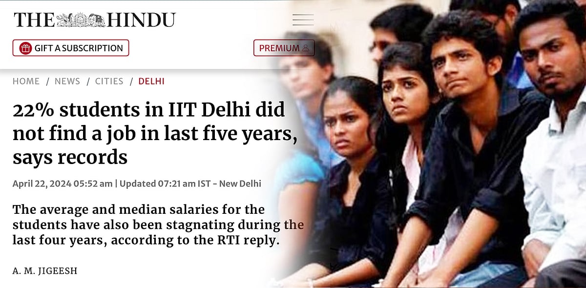 பாஜக ஆட்சியின் அவலம் : வேலையில்லாமல் திண்டாடும் IIT மாணவர்கள்... அதிர்ச்சியளிக்கும் Report !