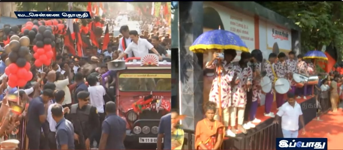 மக்கள் வெள்ளத்தில் நீந்தியபடி சென்னையில் வாக்கு சேகரித்த முதல்வர் :வழிநெடுகிலும் மக்கள் உற்சாக வரவேற்பு