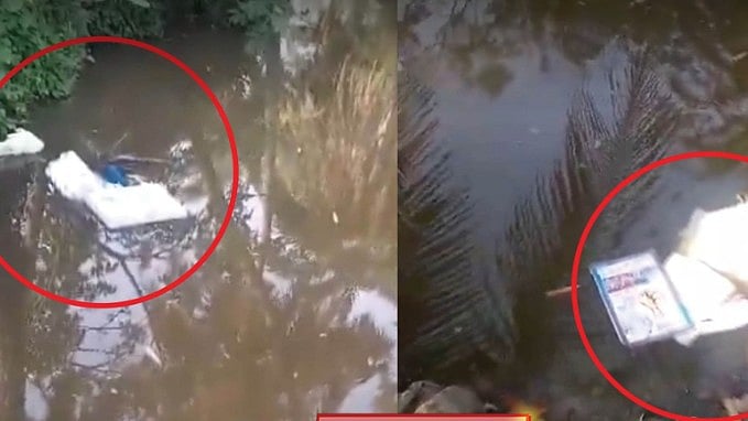 மேற்குவங்கத்தில் கால்வாயில் வீசப்பட்ட வாக்குப்பதிவு எந்திரங்கள் : மர்ம நபர்கள் வன்முறை!