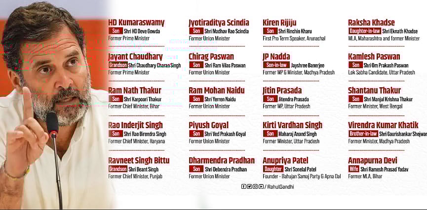 மோடியின் அமைச்சரவையில் இத்தனை வாரிசுகளா... "இதுதான் பாஜக சொல்லும் வாரிசு அரசியலா ? - ராகுல் காந்தி ! 