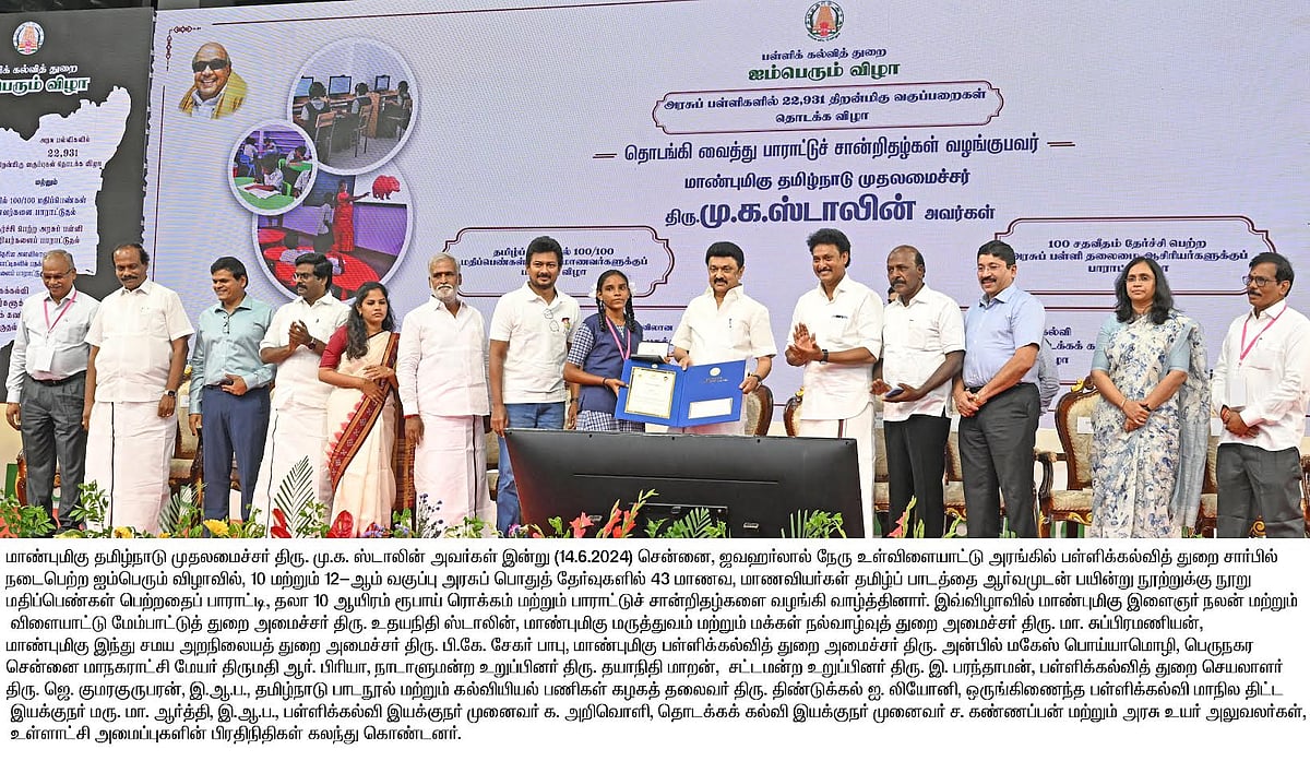 ரூ.455.32 கோடியில் 22931 Smart Class Rooms : ஐம்பெரும் விழாவில் தொடங்கி வைத்த முதலமைச்சர் மு.க.ஸ்டாலின்!