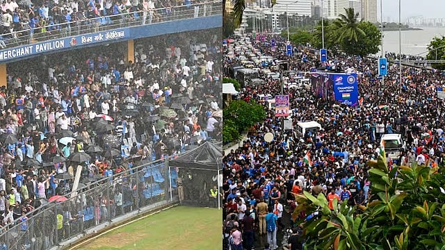 டி20 உலகக்கோப்பையை வென்ற இந்திய அணிக்கு வரவேற்பு : திரண்ட ஆயிரக்கணக்கான ரசிகர்கள்... ஸ்தம்பித்த மும்பை ! 