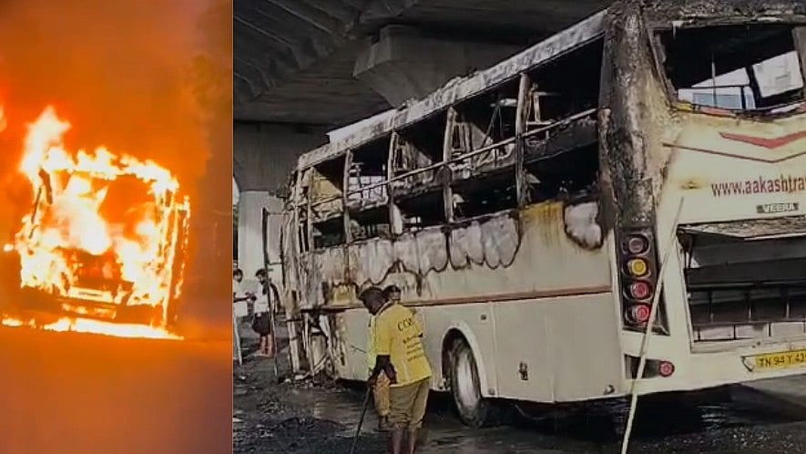 கொழுந்துவிட்டு எரிந்த சொகுசு பேருந்து : உயிர் தப்பிய 30 பேர் - நடந்தது என்ன?